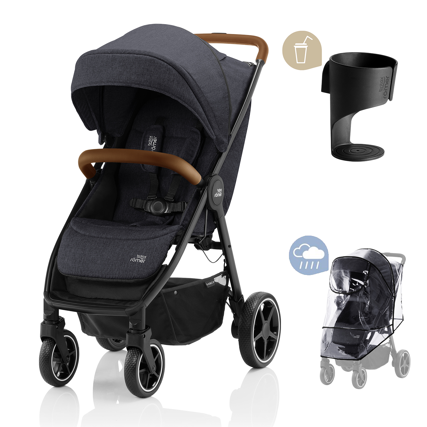 BRITAX RÖMER Kočárek B-Agile R 2022 Black Shadow/Brown