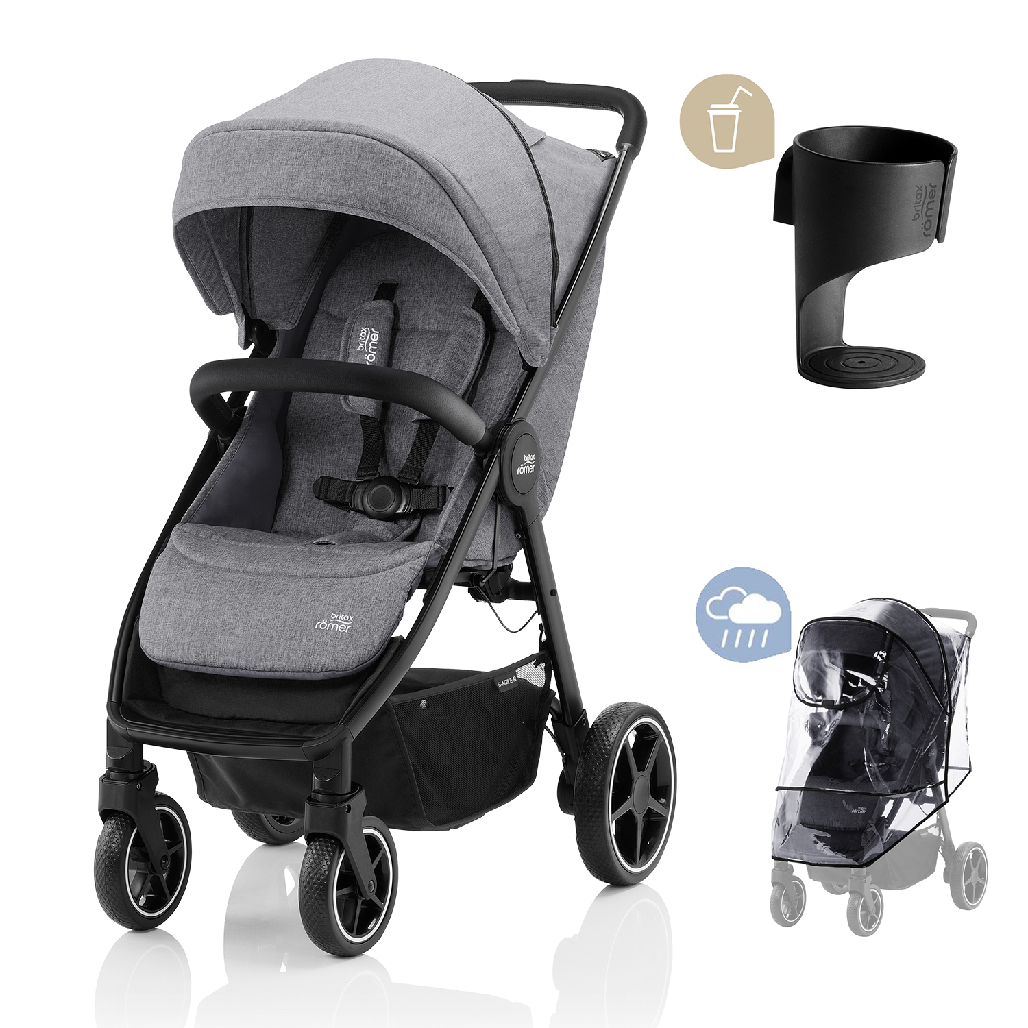 BRITAX RÖMER Kočárek B-Agile R 2022 Elephant Grey/Black