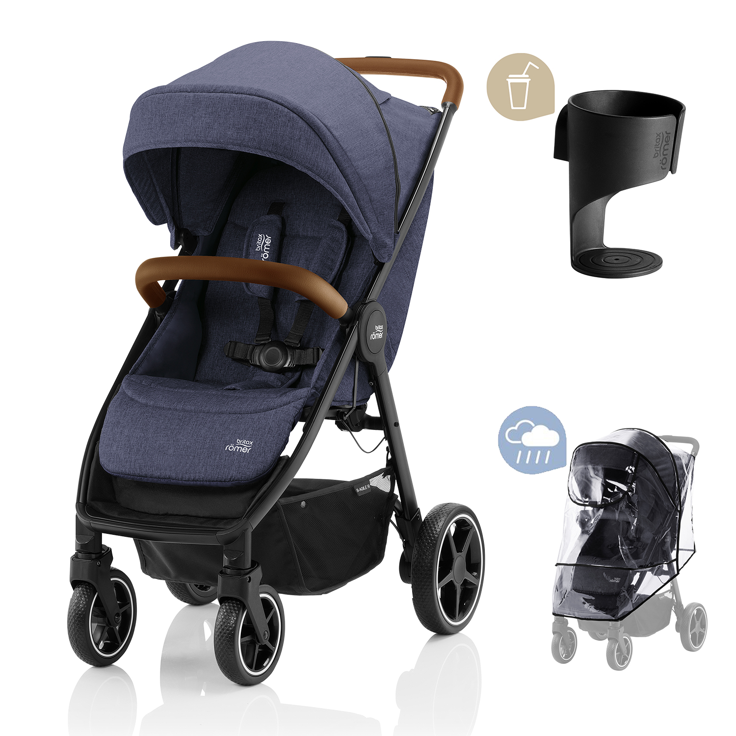 BRITAX RÖMER Kočárek B-Agile R 2022 Navy Ink/Brown