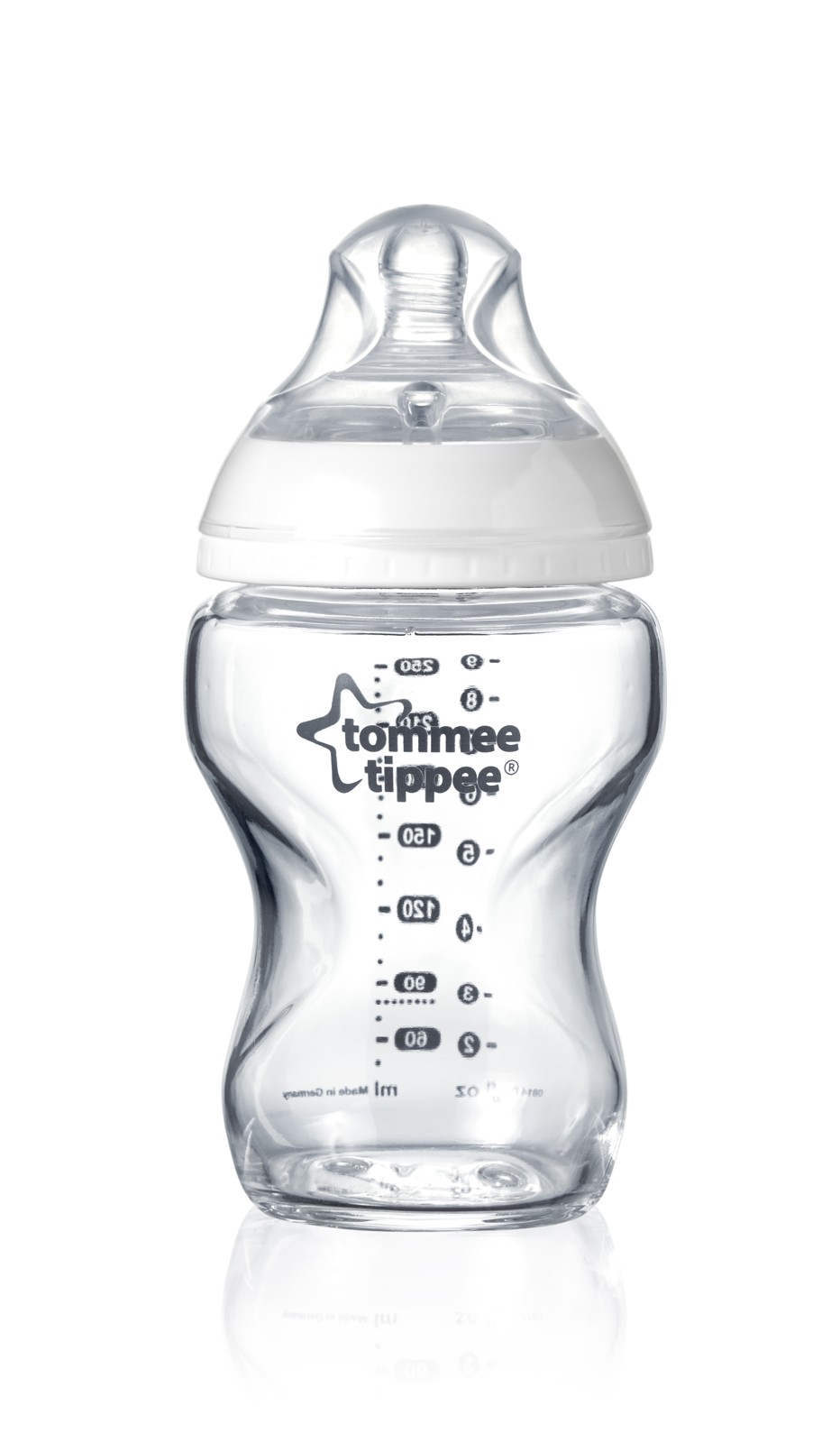 TOMMEE TIPPEE Skleněná kojenecká láhev C2N 250ml 0m+