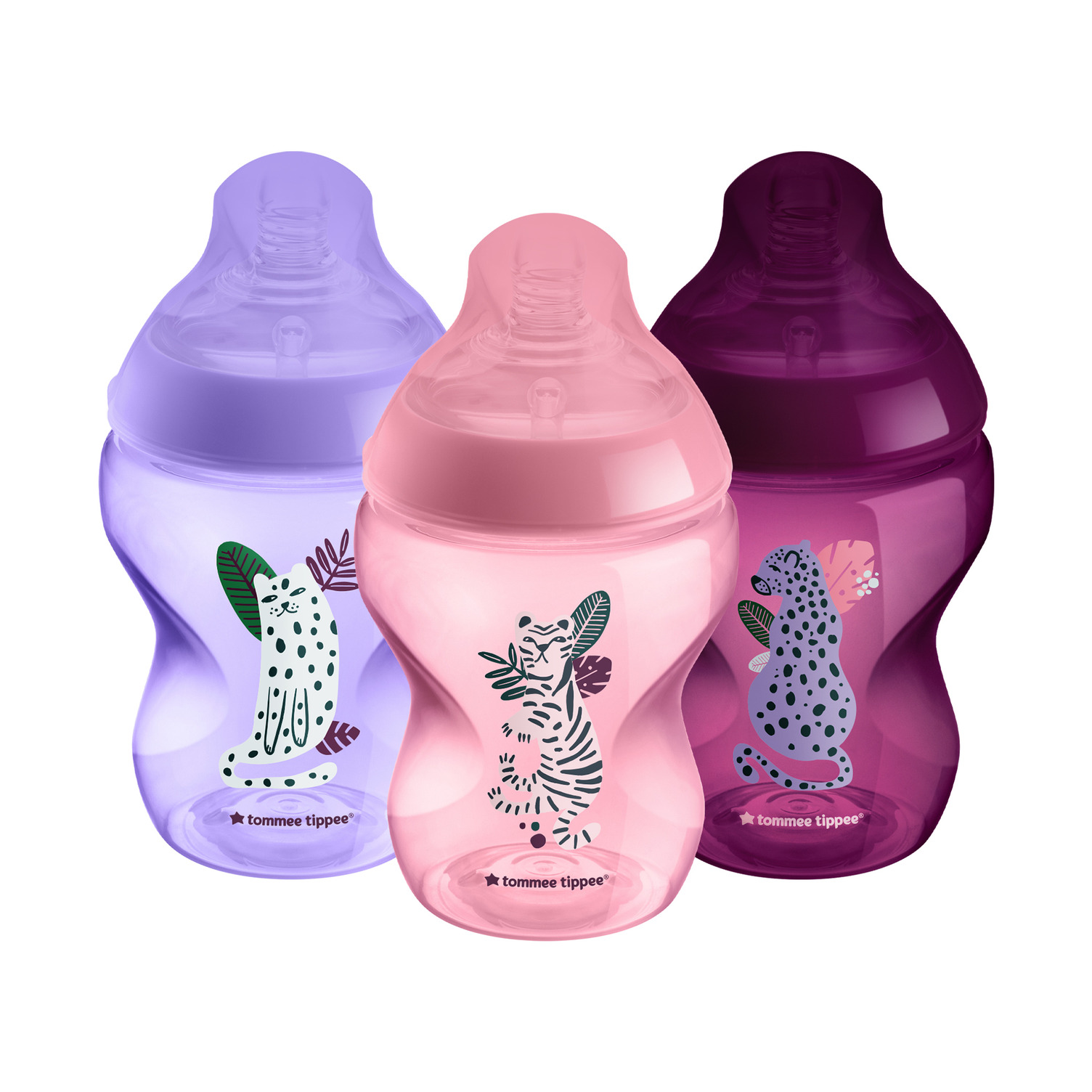 TOMMEE TIPPEE Kojenecká lahev pomalý průtok, 260 ml, Jungle Picks, 3 ks