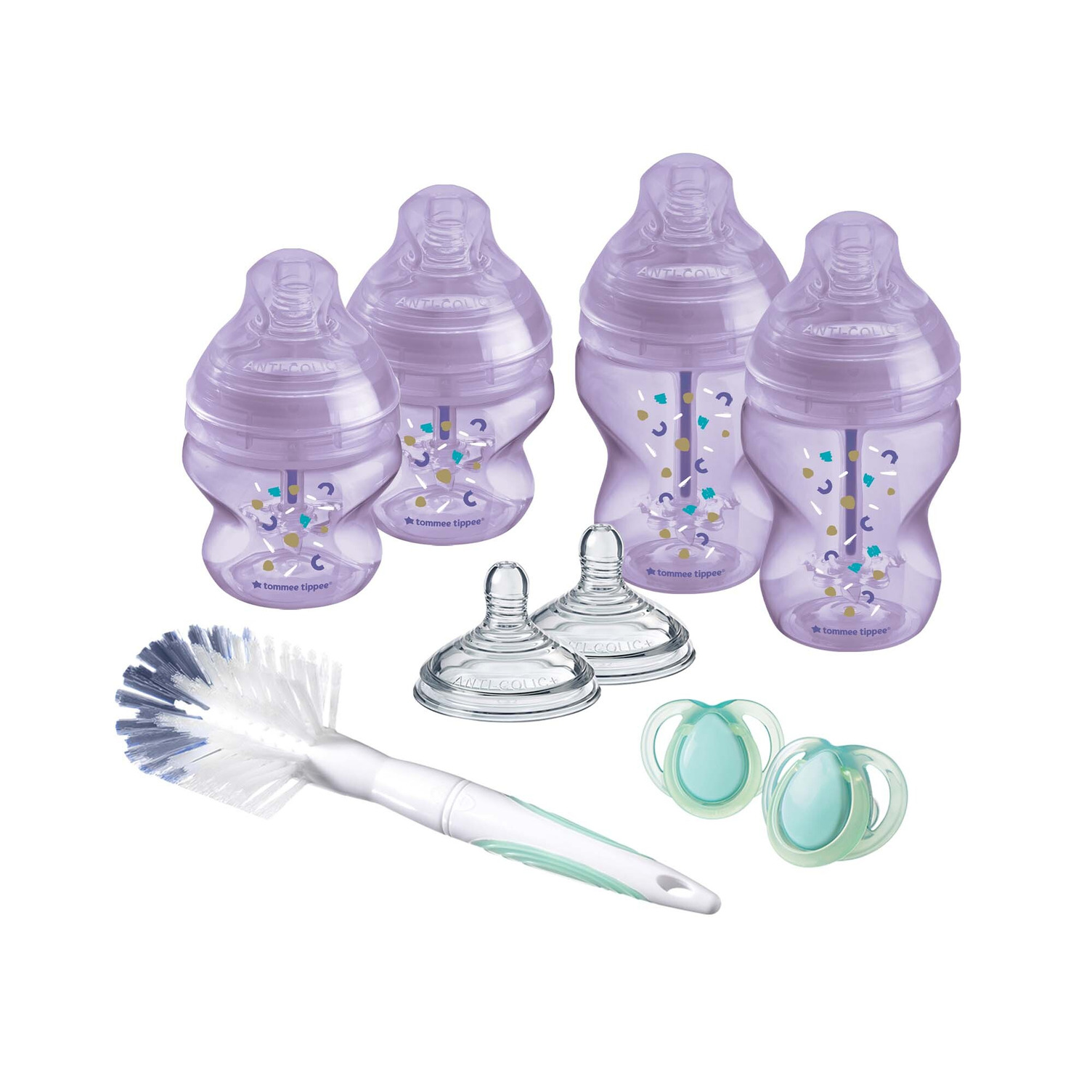 TOMMEE TIPPEE Set kojeneckých lahví advanced ANTI-COLIC, smíšené velikosti 9ks Fialová