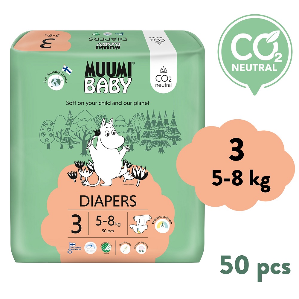 MUUMI BABY Muumi Baby 3 Midi 5–8 kg (50 ks), eko pleny