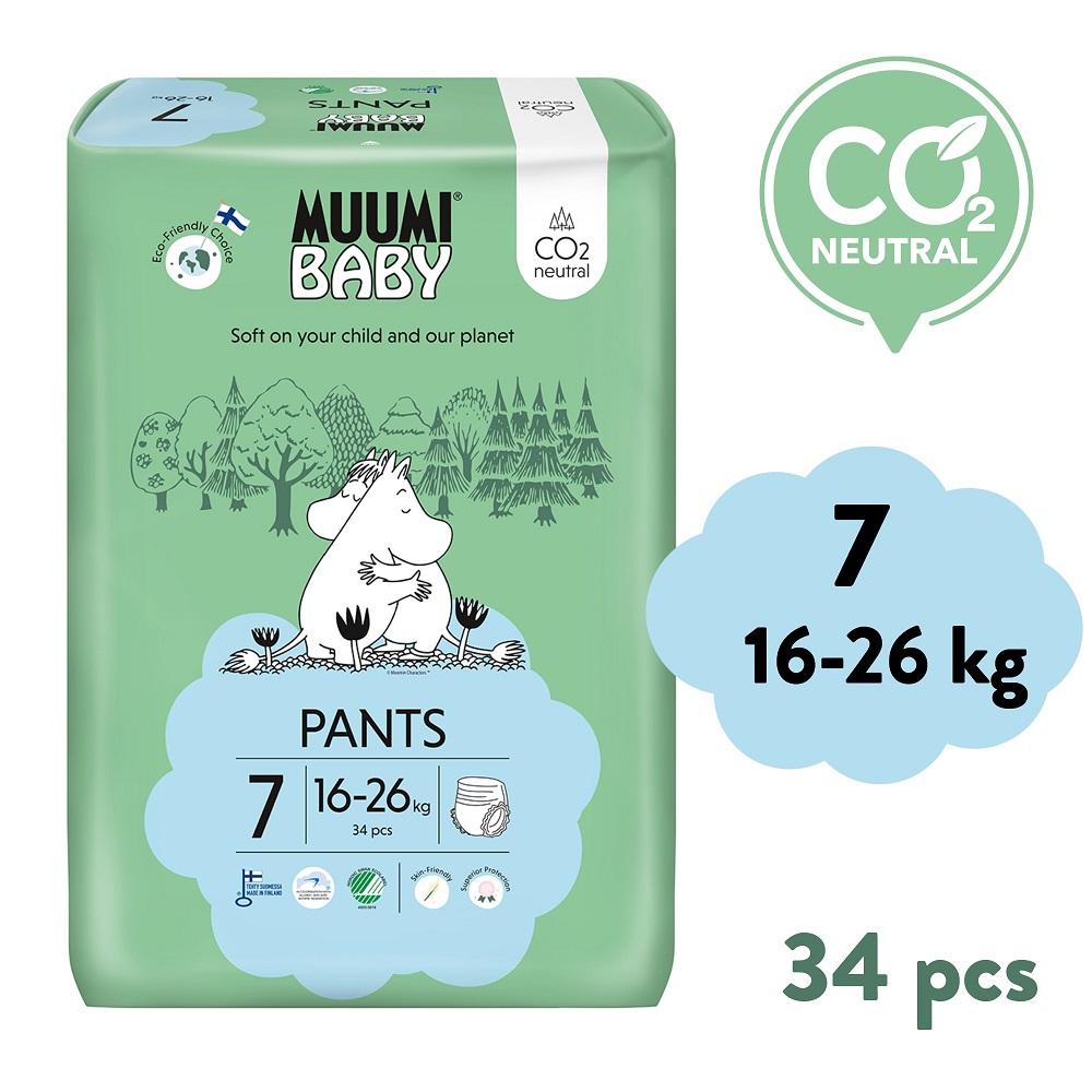 MUUMI BABY Muumi Baby Pants 7 XL 16-26 kg (34 ks), kalhotkové eko pleny