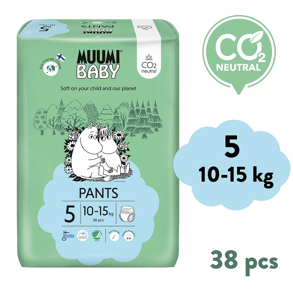 MUUMI BABY Muumi Baby Pants 5 Maxi+ 10-15 kg (38 ks), kalhotkové eko pleny