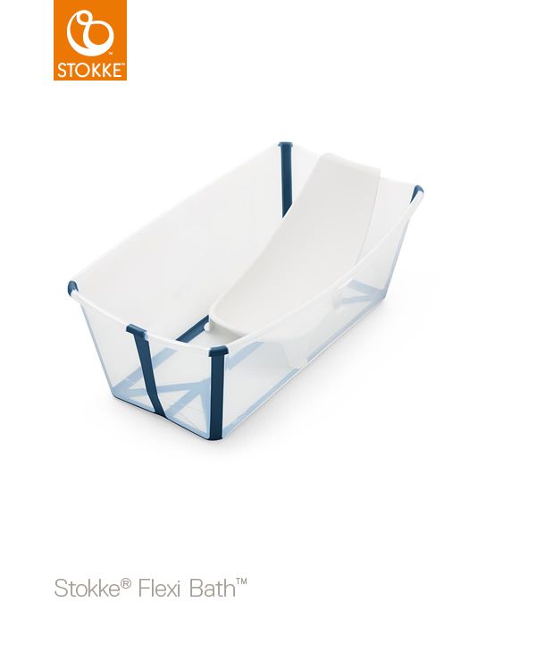 STOKKE Set cestovní skládací vanička Flexi Bath s novorozeneckou vložkou Transparent Blue