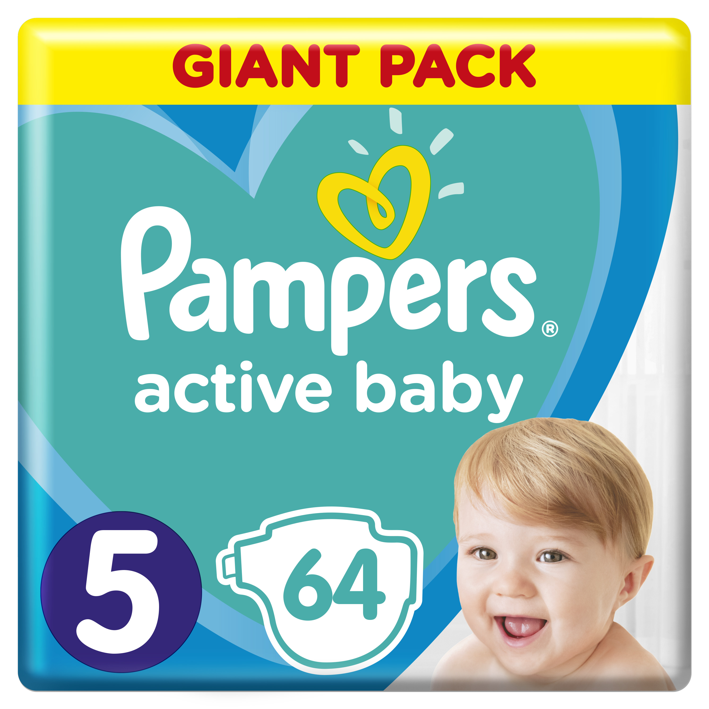 PAMPERS Plenky Active Baby-Dry 5 Junior 64ks