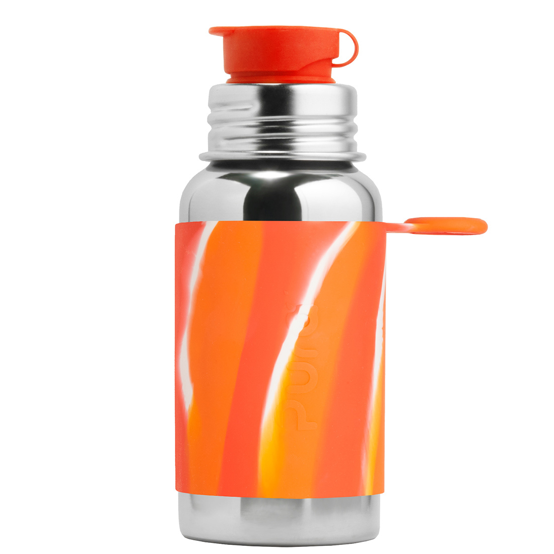 PURA Nerezová láhev se sportovním uzávěrem 550ml Oranžovo-bílá