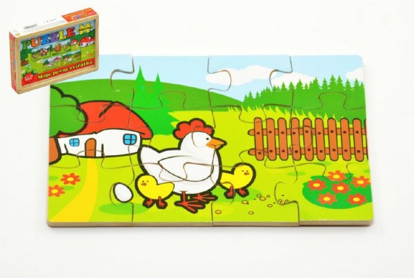 TEDDIES Puzzle dřevěné Moje první zvířátka 4x12 dílků