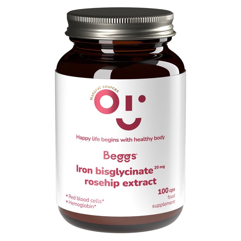 BEGGS Beggs Iron bisglycinate 20 mg rosehip extract 100 kapslí