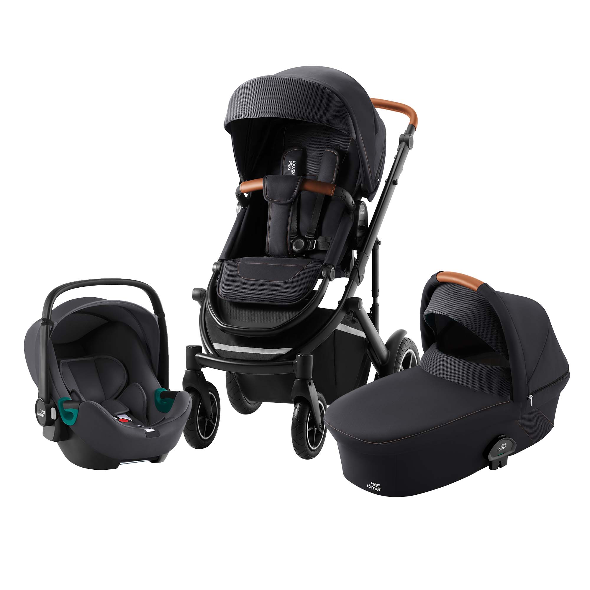 BRITAX RÖMER Set kočárek Smile III + hluboká korba + autosedačka Baby Safe 3 i-Size Fossil Grey