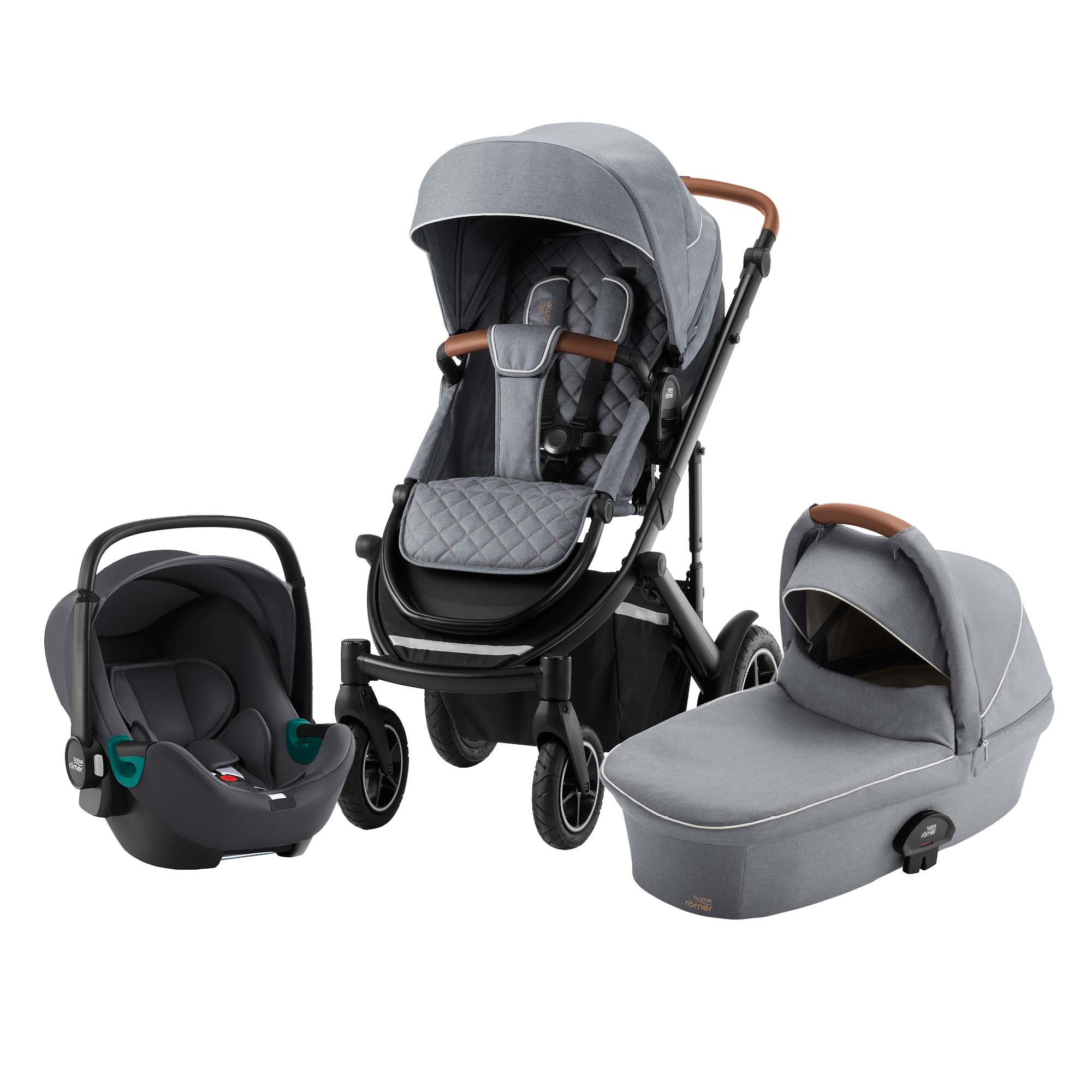 BRITAX RÖMER Set kočárek Smile III + hluboká korba + autosedačka Baby Safe 3 i-Size Nordic Grey