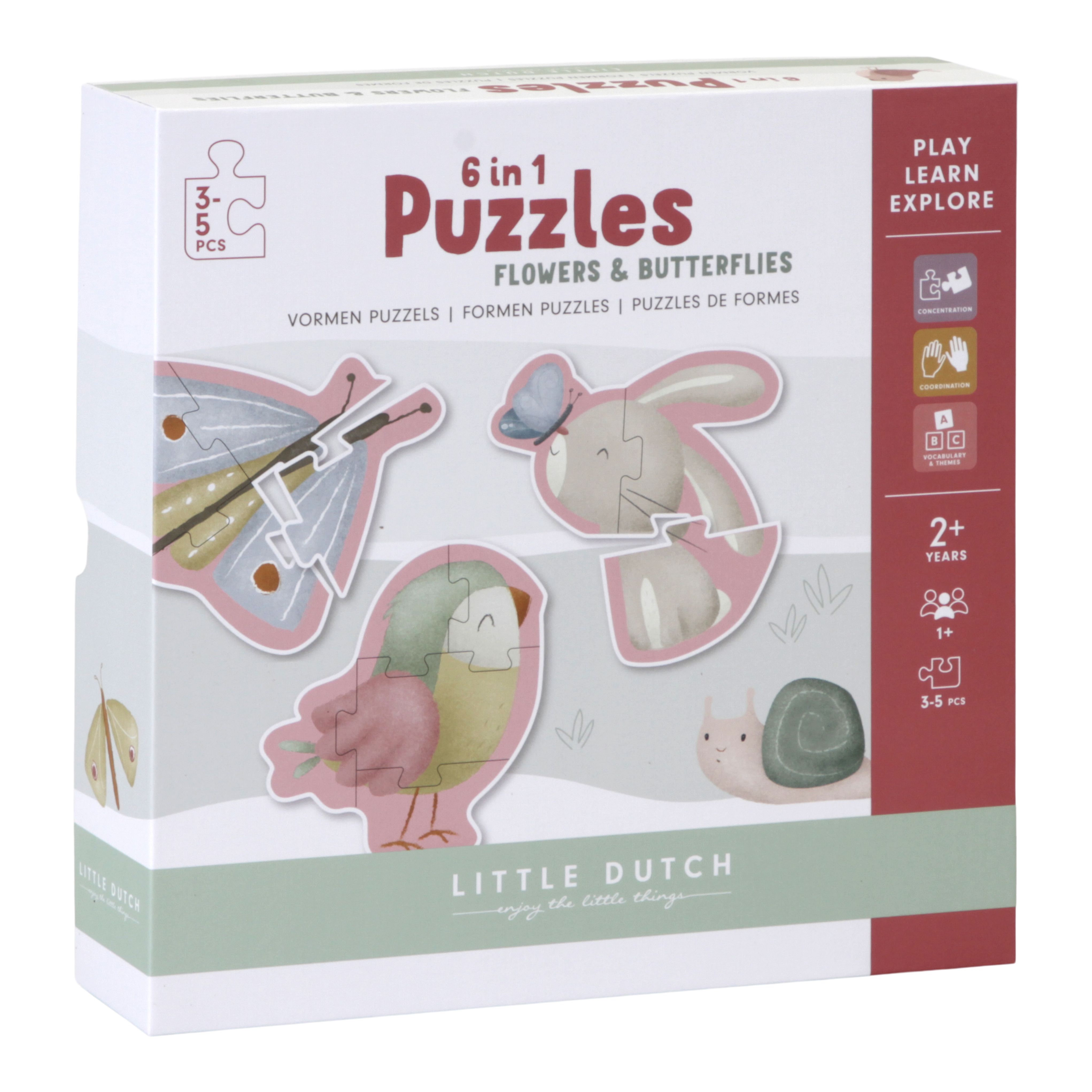 LITTLE DUTCH Puzzle 6v1 – květiny a motýli Květiny a motýli