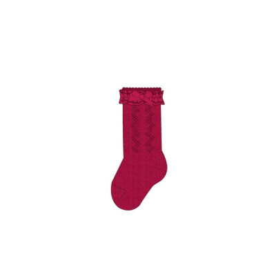 Dívčí ponožky s krajkou, Červená 3m