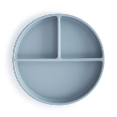 Mushie silikonový talíř s přísavkou, Powder-blue
