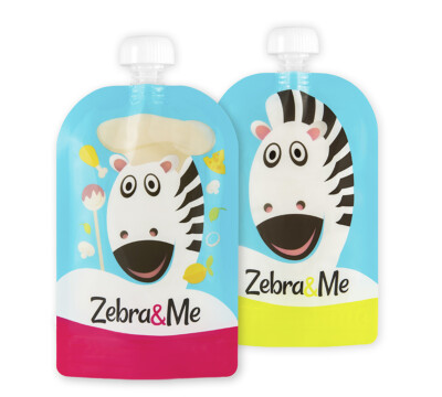 Kapsičky na dětskou stravu na opakované použití 2 ks, Zebra kuchař